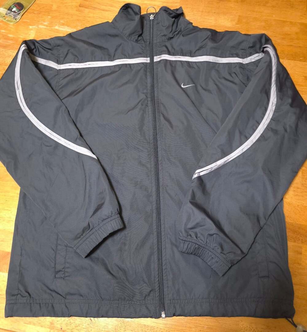 Nike Vintage Full Zip Track Jacket Size M Black Striped Windbreaker